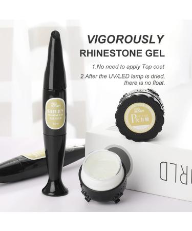 Glamtry 2Pcs Rhinestones Gel and Glue Pen|Rhinestones Adhesive for Nail Art|Glue Pen Pinhole for Acrylic Nail Art Design Tool
