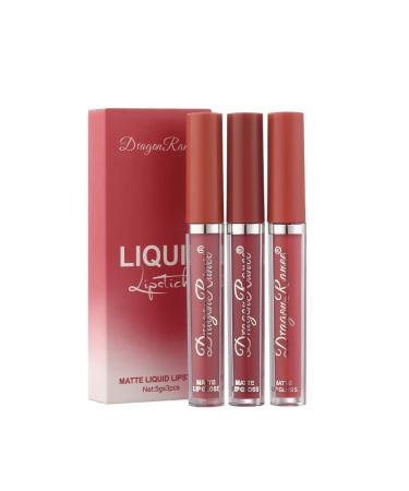 3pcs Waterproof Long Lasting Matte Liquid Lipstick Ultra-Matte Lipstick Set One Size #04