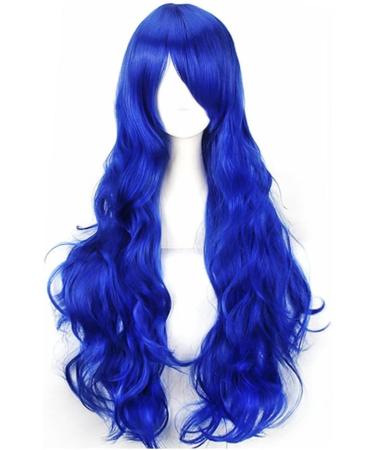 Colorfulpanda Blue Curly Wig 80cm - Anime Cosplay Halloween Costume Party Synthetic Wigs - Buy Online on GoSupps.com