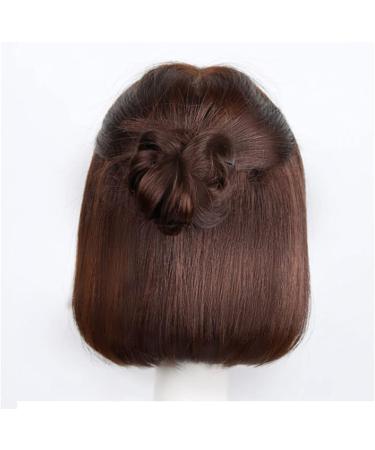 KXW Brown Bob Wig with Ponytail - Real Hair Wig for Women | Short Light Brown 12-Inch Wig for Cosplay Parties & Daily Wear - Buy Online on GoSupps.com