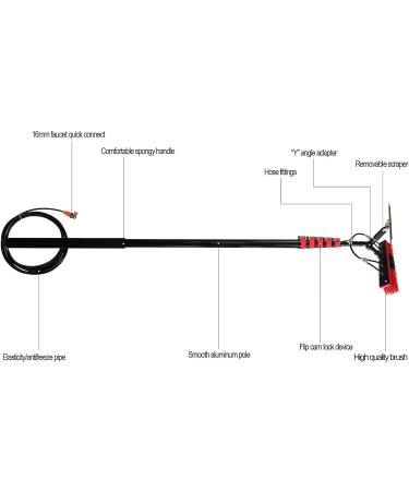Window Cleaning Brush Equipment High-Strength Carbon Fiber Retractable Water Fed Pole Set Scrubbing Brush with Squeegee 55cm Brush Head 9M/30FT - Buy Online on GoSupps.com