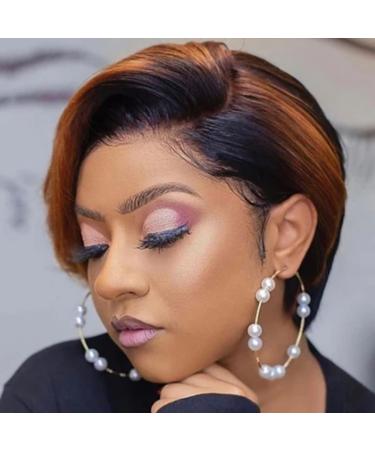 KUYYFDS Cut Short Bob Synthetic Wig - Ombre Blonde Burgundy Curly Human Hair Wigs for Black Women - Buy Online on GoSupps.com