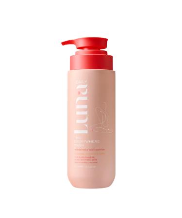Luna Daily Hydrating Everywhere Wash | Gentle Feminine Body Wash for Sensitive Skin | Ph Balance Daily Cleanser with Coconut & Lactic Acid Prebiotics | Fresh Cotton Scent | 13.5 oz (400ml) Soft Cotton