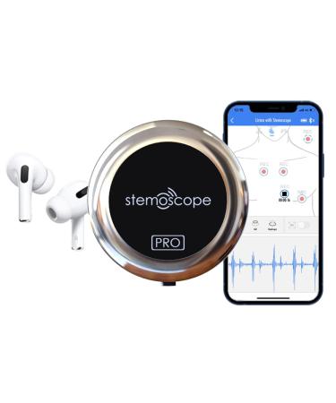 Stemoscope PRO Digital Stethoscope  Directly Stream to Bluetooth Earphones  Amplified Electronic Stethoscope  Stop Clipping Ears - Free Our Necks