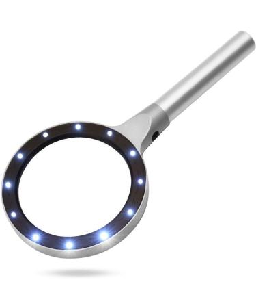 Handheld Reading Magnifier with 12 High-Brightness LED Beads Portable Dual-Speed Illumination High-Definition Lightweight Silver for a Variety of Uses Made in China - Buy Online on GoSupps.com