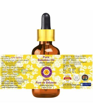 Buy Deve Herbes Pure Babassu Oil 30ml - Cold Pressed Natural Therapeutic Grade with Glass Dropper - International Shipping Available - Buy Online on GoSupps.com