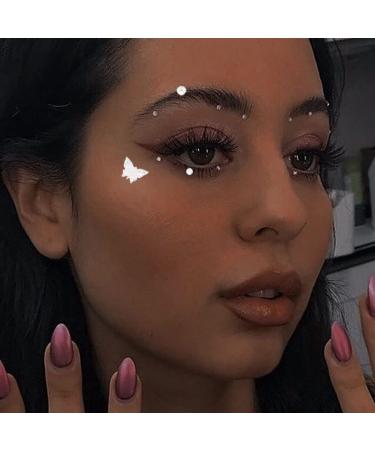 Wosois Crystal Face Rhinestones Stickers - White Star Gems Butterfly Self-adhesive Tattoo Sticker for Women and Girls (3Pcs) - Buy Online on GoSupps.com