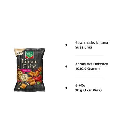 Buy Funny-Frisch Lentil Chips Sweet Chili - Pack of 12 (12 x 90g) | International Shipping Available - Buy Online on GoSupps.com