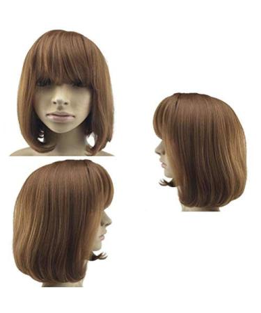 BGHJUE Ms Short HairShort Haircurly Realistic Fluffy Face Wig Bob Head Short Hairpieces Darkbrown Light Brown