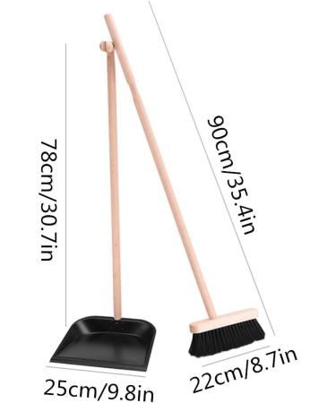 YJ Wooden Broom Dustpan Set - Soft Fur Broom with Durable Beech Handle | Anti-Tilt Design | Ideal for Kitchen Bedroom & Garage - Buy Online on GoSupps.com