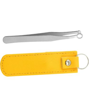 Frcolor Stainless Steel Round Nose Hair Clips - 5-Pack Reusable Beard & Eyebrow Tweezers for Men - Yellow - 9.8x1cm - Perfect Grooming Tool for Nose & Eyelash Hair Removal - Buy Online on GoSupps.com