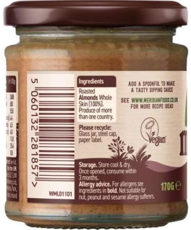 Meridian Natural Crispy Almond Butter 100% 6oz (Box of 6) - Buy Online on GoSupps.com