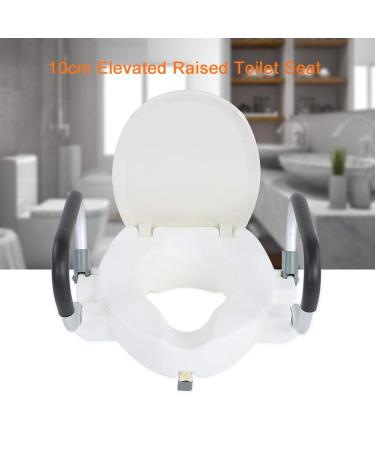 10cm Raised Toilet Seat with Removable Padded Armrests - White Anatomic Design with Fixing System - Buy Online on GoSupps.com