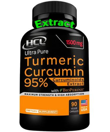 Turmeric Curcumin Supplement 19X Stronger -1500 mg of 95% Curcuminoids Extract Capsules -Most Active Form of Curcumin with BioPerine Ginger Cinnamon   Best Natural Joint Support Powder Pills