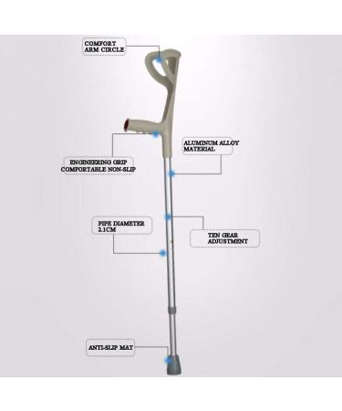 Crutch Thickened Aluminum Alloy Elbow Crutches Non-Slip Retractable Height Arm Polio Rehabilitation Crutches 2PCS (1PCS) () Selfless dedication - Buy Online on GoSupps.com