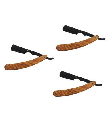 Minkissy 3st hand razor Razor holder made of wood eyebrows razor m quinas de afeitar para hombres razor for men manual razor bare turf manual razor man bamboo 14x2.1cmx3pcs different colors x 3 pieces