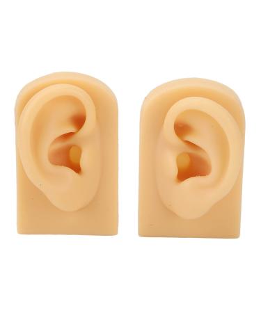 2 Pcs Silicone Ear Model Light Skin Color Piercing Practice 3D Ear Model Realistic Soft Silicone Ear Mold for Acupuncture Jewelry Audio Music Recording & Education