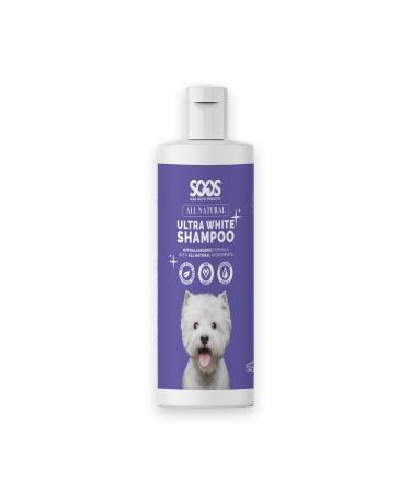 Soos Pet All Natural Ultra White Hypoallergenic Shampoo for Dogs and Cats Luxurious Shampoo Enhance The Natural Brightness Looking Vivid White - 1x (500ml Bottle)