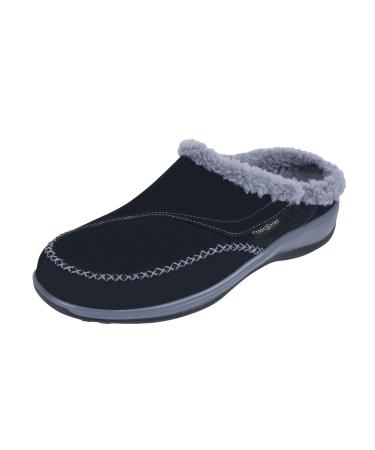 Orthofeet Innovative Orthopedic Slippers for Women - Ideal for Plantar Fasciitis Foot & Heel Pain Relief. Arch Support Slippers Cushioning Ergonomic Sole & Extended Widths - Charlotte 7 Black