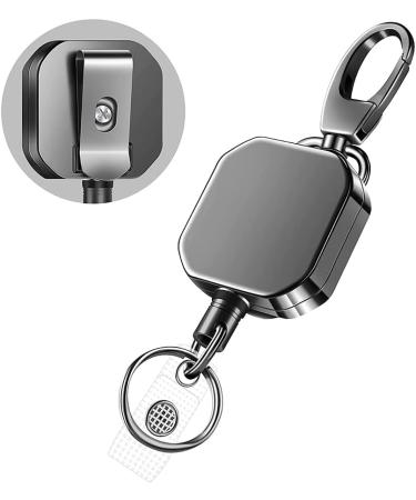 Haskoss Heavy Duty Metal Retractable Carabiner Belt Badge Reel | 28.3Inch Steel Wire Cord - Buy Online on GoSupps.com