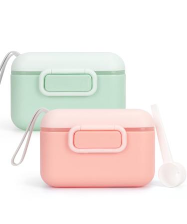 Toplive 2PCS Baby Milk Powder Dispenser 200ml+200ml Formula Milk Powder Dispenser Pot Airtight Milk Powder Container with Sealed Silicone Ring Cover Leveler and Spoon for Outdoor Travel Feeding