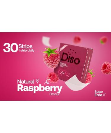 DISO - D3+K2 - Fast-Dissolving Oral Strips, Wild Raspberry Flavor, Vegan, Sugar Free, Maximum Absorption, Gluten Free, Individually Wrapped, for Healthy Bones and Teeth, 30 Dissolvable Strips - Buy Online on GoSupps.com