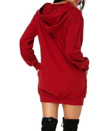 Shop Hanxiulin Women's Christmas Elk Sweatshirt Dress - Oversized Long-Sleeved Hoodie | Festive Red Christmas Apparel - Buy Online on GoSupps.com