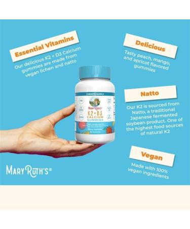 Vitamin K2 + D3 Calcium Gummies - Peach Mango & Apricot (60 Gummies) for Bone Health - Buy Online on GoSupps.com