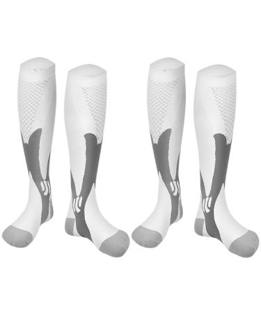 Odtmger compression stockings women & men (2 pairs) compression stockings 20-30mmhg support socks kneehohe padded groomed socks for running sports travel (s/m white) S-M white