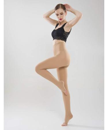 Keephen Compression Tights 23-32 mmHg | Medical Grade Support Stockings for Varicose Veins | Open Toe Beige | Improve Blood Circulation - Buy Online on GoSupps.com