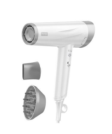 Hair Dryer Fentgo High Speed Ionic Hair Dryer with Diffuser Professional Blow Dryer 110 000 RPM AC Motor for Fasting Drying 1875W Thermo-Control Lightweight Hair Dryer for Women Men White-td-2308