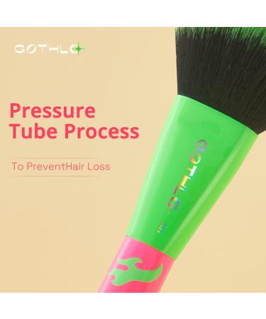 GOTHLO Pink Rainbow Makeup Brush | Professional Rounded Slant Brush for Blush Bronzer Contouring | Portable Neon City Kabuki Brush for Travel - Buy Online on GoSupps.com