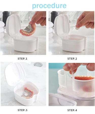 Denture Case Orthodontic Dental Retainer Box False Teeth Storage Container Dentures Container with Filter for Home & Travel White - Buy Online on GoSupps.com