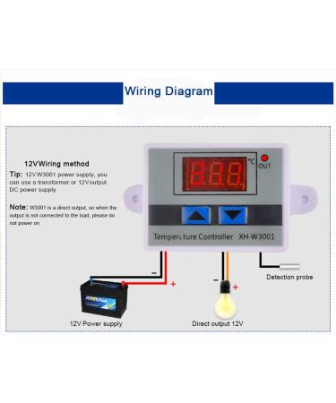 DIYMORE XH-W3001 Digital Temperature Controller | DC 12V Thermostat for Heating & Cooling | Ideal for Seafood Terrariums & Vivariums - International Shipping Available - Buy Online on GoSupps.com