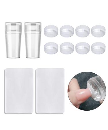 12 Pcs Nail Stamper Kit 2 Pcs Nail Art Clear Jelly Silicone Stamping with 2 Pcs Scraper and 8 Pcs Replacement Head DIY Manicure Nail Art Tools (Nail Stamper Kit)