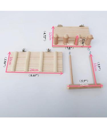 Bird Perches Cage Toys Play Gyms Stands with Climbing Ladder & Swing for Green Cheeks, Lovebirds, Chinchillas - Bird Cage Chewing Toys Set - Buy Online on GoSupps.com