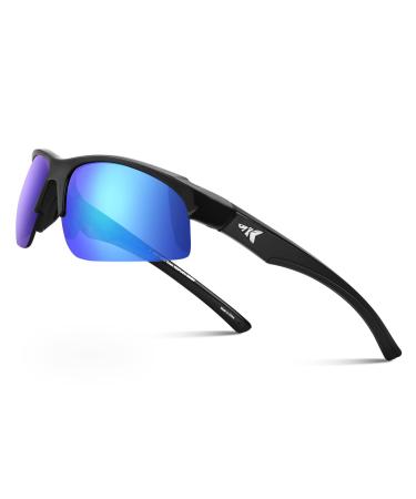 KastKing Cuivre Polarized Sport Sunglasses for Men and Women, Ideal for Driving Fishing Cycling and Running,UV Protection Frame:gloss Black/Lens:smoke - Cobalt Mirror - Buy Online on GoSupps.com