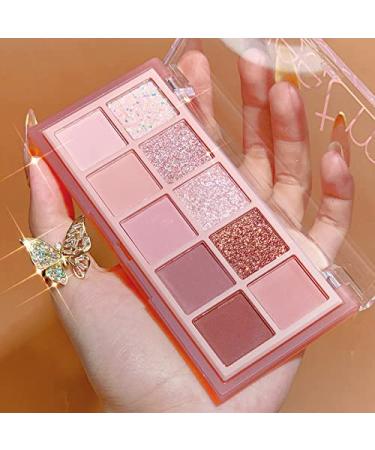 Go Ho 10 Colors Eyeshadow Palette - Matte & Glitter Makeup, Pink Eye Shadow Shades - Waterproof High Pigment Formula - Rose Pink Style - Buy Online on GoSupps.com