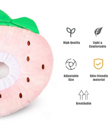 Crazy Bean Postoperative Protective Collar for Cats - Soft Adjustable & Safe Elizabethan Kitten Collar - Strawberry Design - Buy Online on GoSupps.com