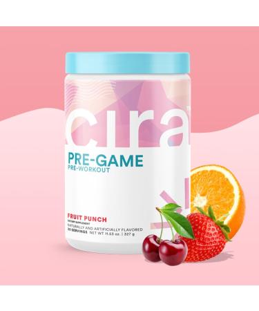 Cira Pre-Game Pre Workout Powder for Women - Preworkout Energy Supplement for Nitric Oxide Boosting Endurance Focus and Strength - 30 Servings Fruit Punch - Buy Online on GoSupps.com