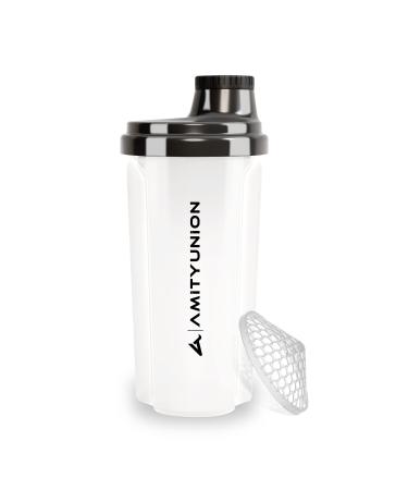 Protein Shaker "Heaven" 500 ml leak -proof BPA free with sieve & scale - original - for creamy whey protein powder shakes protein isolates & bcaa concentrates protein shaker blender white black black 500 ml
