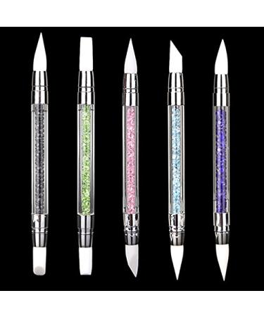 Frcolor Silicone Nail Art Brush Set - 5 Pack Gel Carving Pens with Rhinestone Handle | Perfect for Acrylic Nail Design - Buy Online on GoSupps.com