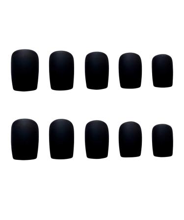 Sethexy Matte Fake Nail Tips - Fashion Squoval Press-On Nails for Women & Girls (Black) | Shop Now for International Shipping! - Buy Online on GoSupps.com