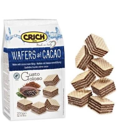Crich Wafers with Cocoa Cream Pack of 10 sweet biscuits with cocoa cream 250g bag + 1 can of peach yoga iced tea 330ml - Buy Online on GoSupps.com