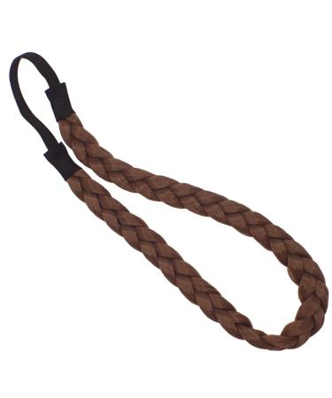 Topkids Accessories Synthetic Hair Elasticated Headbands for Women & Girls School or Work Headband Natural-Look blonde & Brunette Hair Bands for Ladies Braided Faux Hair (Brunette Braid)
