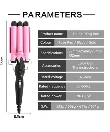 SUDNJIALQ Safe And Easy To Curling Iron Wand For Long/Short Hair Gifts Ceramics Curling Iron Wand With Lcd Temperature Display Pink UK plug - Buy Online on GoSupps.com