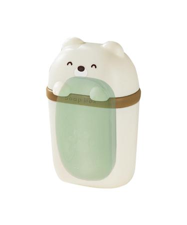 Solid Shampoo Bar Holder - Body Wash Bar Travel Case Cute Bear Shape Body Washing Bar Travel Case with Draining Hole for Long Trips White