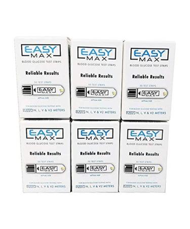 EasyMax Diabetic Test Strips 300 Count / 6 Boxes of 50
