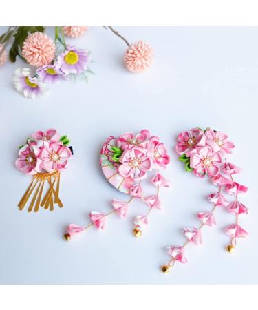 Gadpiparty Japanese Hair Accessories Hair Accessory Tassel Hairpins Floral Hair Clip Hair Ornament Flower Hair for Weddings Hanfu Hair Accessories Alloy Women's Pink Manual Clip - Buy Online on GoSupps.com