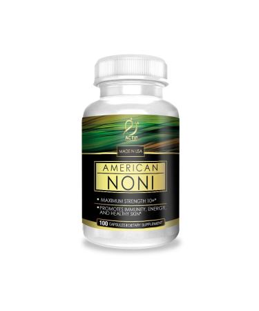 Actif Organic Noni Maximum Strength - 100% Natural Hawaiian Noni Non-GMO Made in USA 100 Count